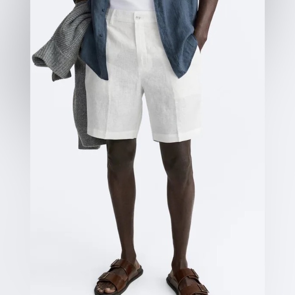 Zara white linen shorts
